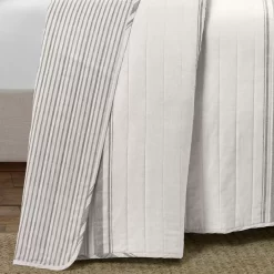 Beige & Gray Stripe Full/Queen 3-Piece Quilt Set -Home Decor Store 810553006 3