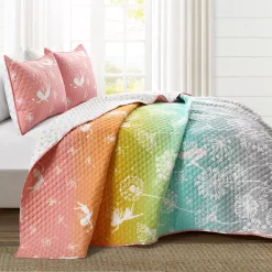 Pastel Rainbow Dandelion Fairy Ombre Twin 2-Piece Quilt Set 13 Pastel Rainbow Dandelion Fairy Ombre Twin 2-Piece Quilt Set -Home Decor Store 810553049 21