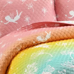 Pastel Rainbow Dandelion Fairy Ombre Twin 2-Piece Quilt Set 11 Pastel Rainbow Dandelion Fairy Ombre Twin 2-Piece Quilt Set -Home Decor Store 810553049 4