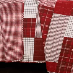 Greenville White & Red Plaid Patchwork Full/Queen 3-Piece Quilt Set -Home Decor Store 810553069 3