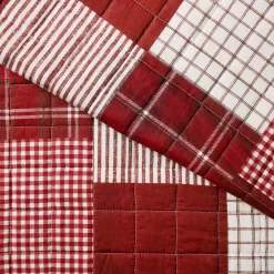 Greenville White & Red Plaid Patchwork Full/Queen 3-Piece Quilt Set -Home Decor Store 810553069 4