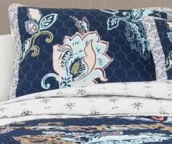 Aster Navy & Pink Floral King 3-Piece Quilt Set -Home Decor Store 810553305 11