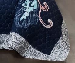 Aster Navy & Pink Floral King 3-Piece Quilt Set -Home Decor Store 810553305 3