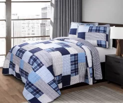 Greenville Plaid Patchwork Reversible 3-Piece Quilt Set -Home Decor Store 810553374 2