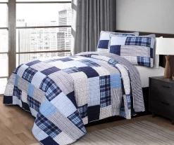 Greenville Plaid Patchwork Reversible 3-Piece Quilt Set -Home Decor Store 810553374 21
