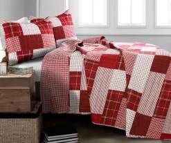 Greenville Plaid Patchwork Reversible 3-Piece Quilt Set -Home Decor Store 810553375 21