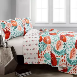 White & Red Poppy Garden Full/Queen 3-Piece Quilt Set -Home Decor Store 810553414 11