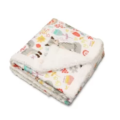 Pixie White & Gray Floral Fox Quilted Sherpa Throw, (50" X 60") -Home Decor Store 810553462 2
