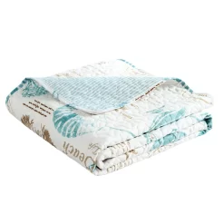 White & Blue Harbor Life Quilted Throw, (50" X 60") -Home Decor Store 810553534 3