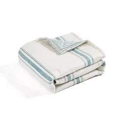 Farmhouse Beige & Blue Stripe Throw, (50" X 60") -Home Decor Store 810553559 41