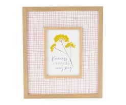 "Kindness Changes Everything" Pink & White Floral Grid-Accent Framed Wall Plaque