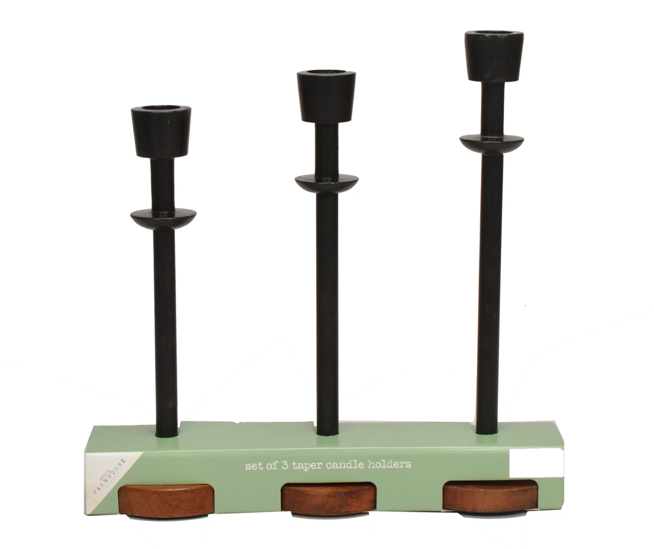 Black & Brown 3-Piece Taper Candle Holder Set 1 Black & Brown 3-Piece Taper Candle Holder Set