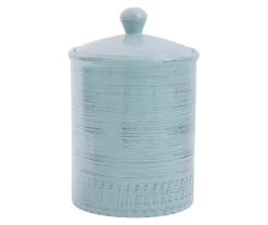 Distressed Aqua Ceramic Canister, 78 Oz.