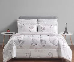 Real Living White & Pink Paris Bed-in-a-Bag Reversible Comforter Set -Home Decor Store 810563043 B0 2