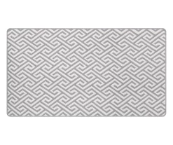 Gray & White Greek Key Jacquard Kitchen Mat, (20" X 36")