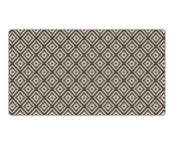 Beige & Charcoal Diamond Lattice Jacquard Kitchen Mat, (20" X 36")