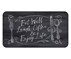 Real Living "Eat Well" Black & White Chalk Print Soft Step Kitchen Mat -Home Decor Store 810563608