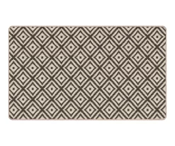 Beige & Charcoal Diamond Lattice Jacquard Kitchen Mat, (18" X 30")