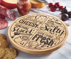 "Something Cheesy" Bamboo Lazy Susan Charcuterie Board, (10")
