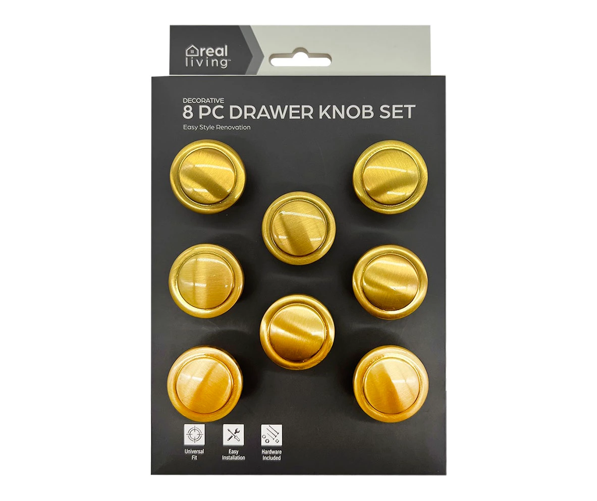 Gold 8-Piece Drawer & Cabinet Knob Set 1 Gold 8-Piece Drawer & Cabinet Knob Set