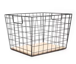 Tapered Grid Bin With Wood Base 15 Tapered Grid Bin With Wood Base -Home Decor Store 810570135 1