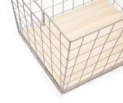 Tapered Grid Bin With Wood Base 21 Tapered Grid Bin With Wood Base -Home Decor Store 810570136 3