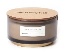 Sage & Seagrass Gray Glass 3-Wick Jar Candle, 30 Oz.