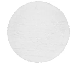 My Magic Carpet White Washable Round Shag Area Rug, (6')