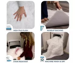 My Magic Carpet White Washable Round Shag Area Rug, (6') -Home Decor Store 810571829 3