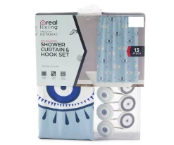 Grecian Getaway Blue All-Seeing Eyes 13-Piece Shower Curtain Set
