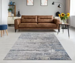 Keighley Blue & Cream Abstract Area Rug -Home Decor Store 810573866 810573867 810573868 810573869 2