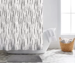 Candler White & Gray Tie-Dye & Faux Fur 14-Piece Bath Set