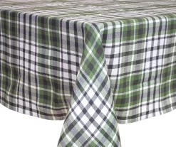 Cuisinart Oil Green & Black Plaid Fabric Tablecloth