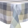 Cuisinart Oyster Gray & Tan Plaid Fabric Tablecloth