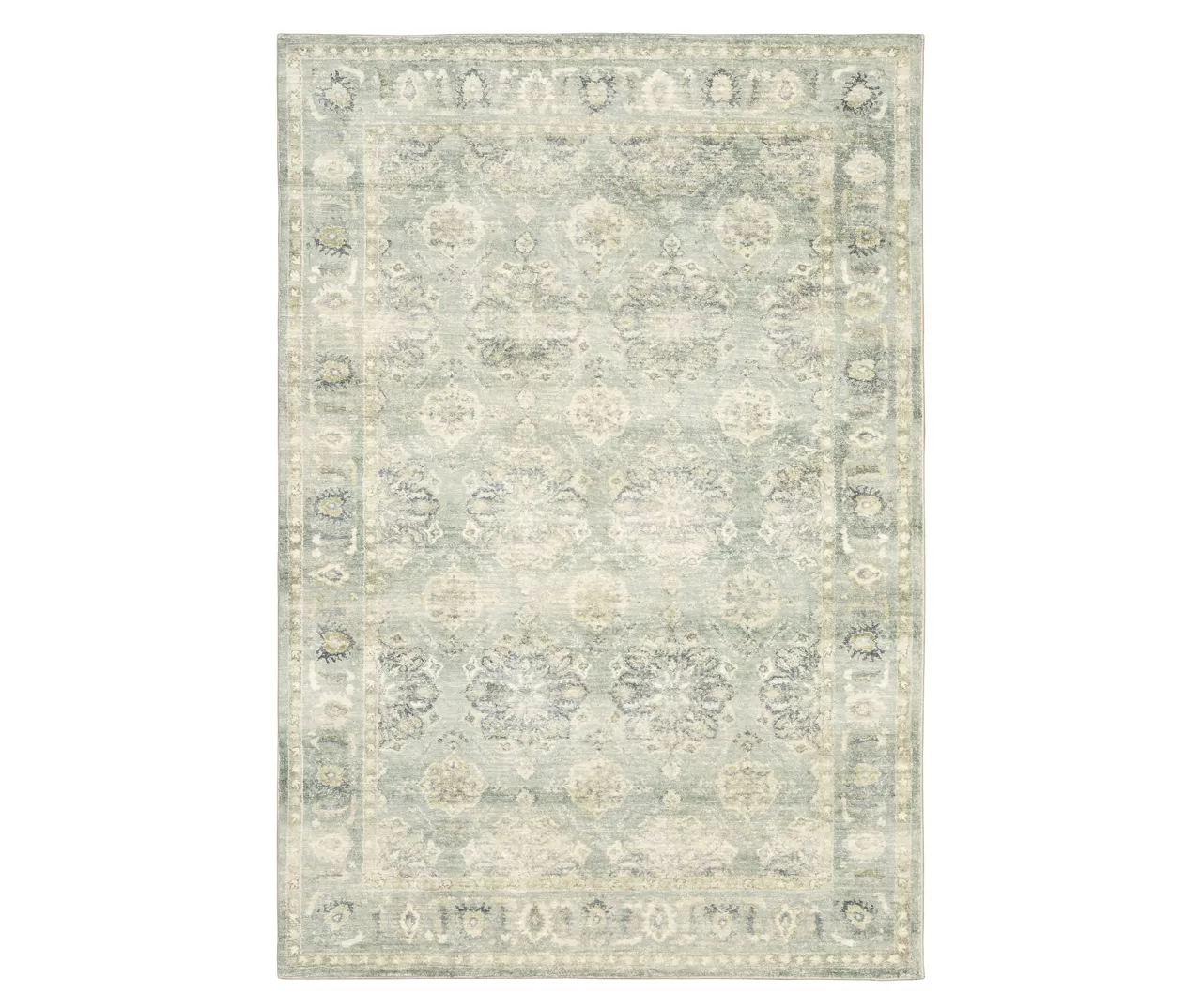 Savyille Green & Ivory Floral Medallion Area Rug 2 Savyille Green & Ivory Floral Medallion Area Rug - Image 2