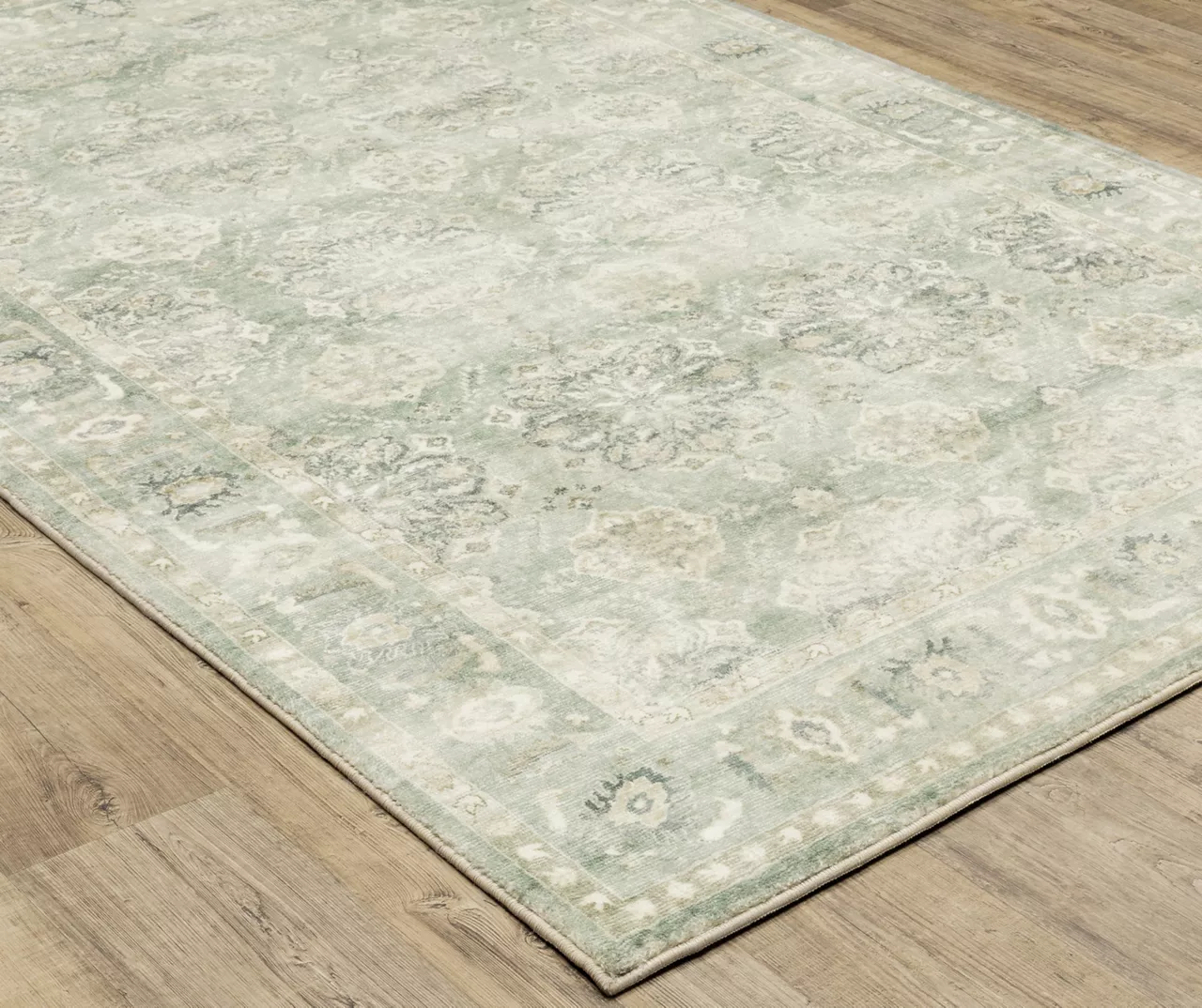 Savyille Green & Ivory Floral Medallion Area Rug 4 Savyille Green & Ivory Floral Medallion Area Rug - Image 4