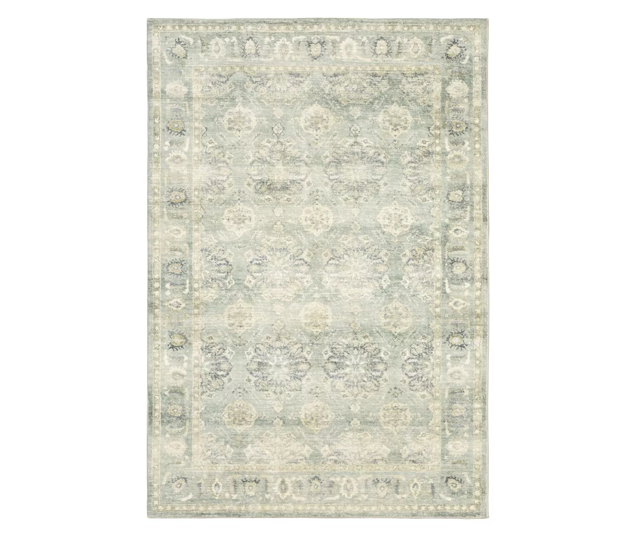 Savyille Green & Ivory Floral Medallion Area Rug 1 Savyille Green & Ivory Floral Medallion Area Rug