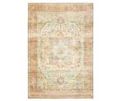 Savage Orange & Blue Floral Medallion Area Rug, (7.5' X 10')