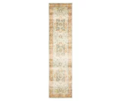 Savage Orange & Blue Floral Medallion Area Rug, (2' X 8')