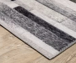 Mulls Gray & Charcoal Faux Hide Patchwork Area Rug, (2' X 8') -Home Decor Store 810584611 2