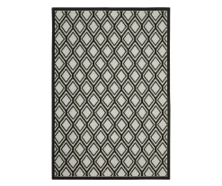 Torcal Beige & Black Diamond Lattice Outdoor Area Rug, (1.1' X 3.9')