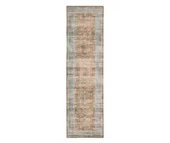 Chloe Rust & Blue Floral Area Rug, (2' X 8')