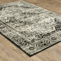 George Gray & Black Floral Medallion Area Rug -Home Decor Store 810584848 1
