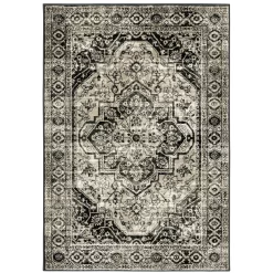 George Gray & Black Floral Medallion Area Rug -Home Decor Store 810584848
