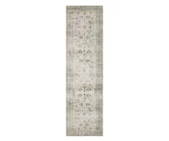 Chalkley Ivory & Green Floral Area Rug, (2' X 8')