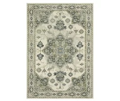 Pamona Ivory & Blue Geometric Medallion Area Rug -Home Decor Store 810584876