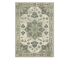 Pamona Ivory & Blue Geometric Medallion Area Rug -Home Decor Store 810584877