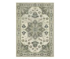 Pamona Ivory & Blue Geometric Medallion Area Rug -Home Decor Store 810584878