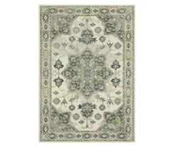 Pamona Ivory & Blue Geometric Medallion Area Rug -Home Decor Store 810584879