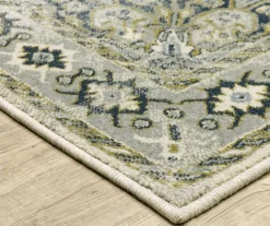 Pamona Ivory & Blue Geometric Medallion Area Rug -Home Decor Store 810584881 2